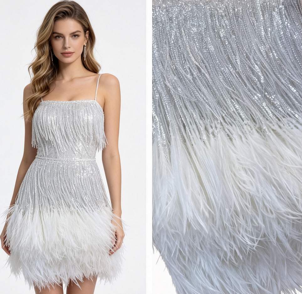 Feather Fringe Trim — 801 — عرض 4